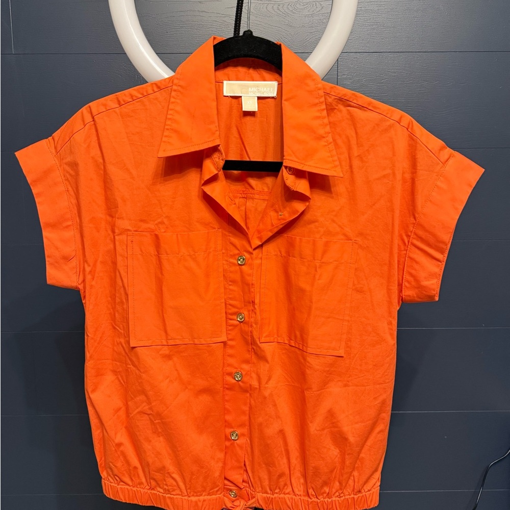 Michael Kors Orange Button-Up Top